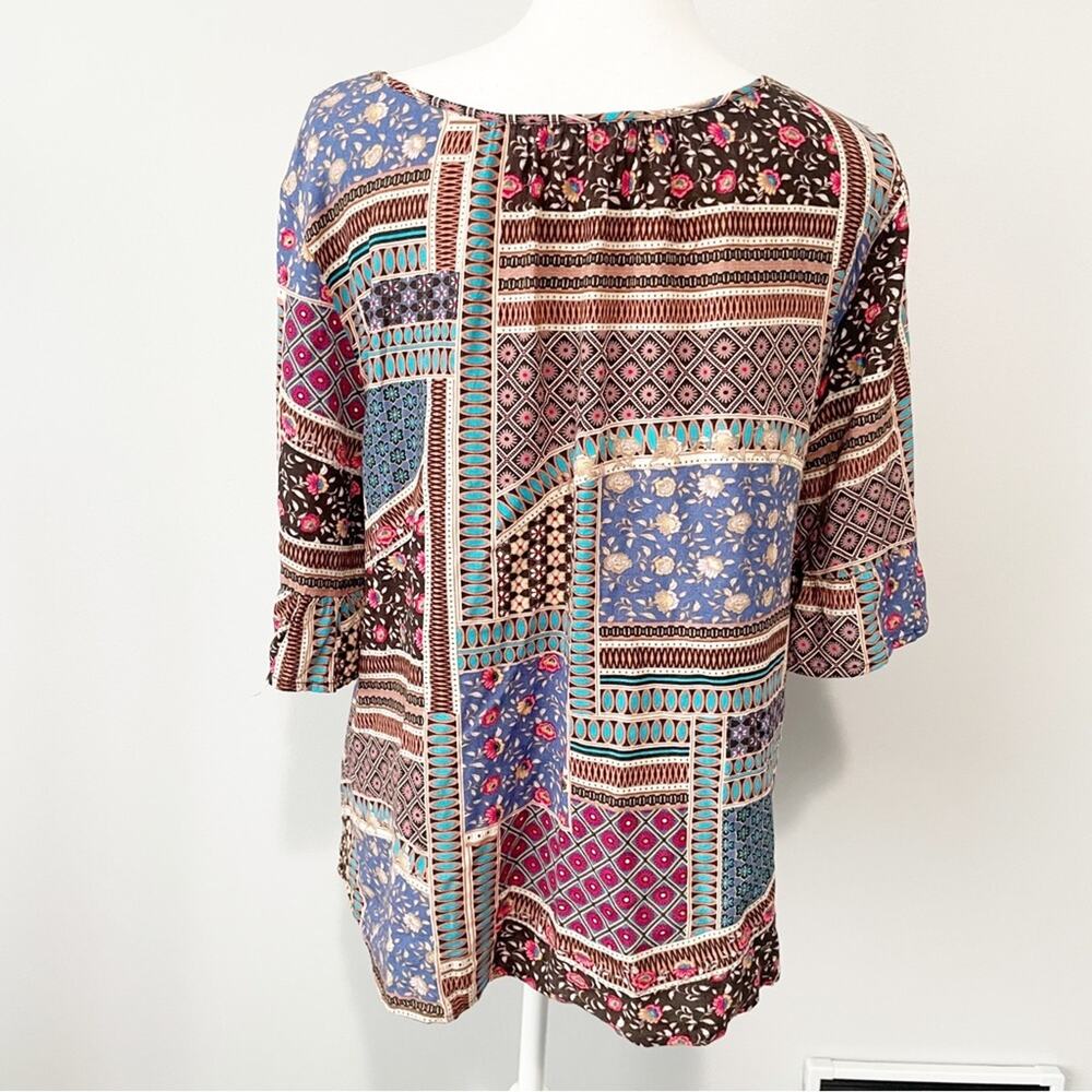 American Eagle Patterned Patchwork Bohemian Top S… - image 3